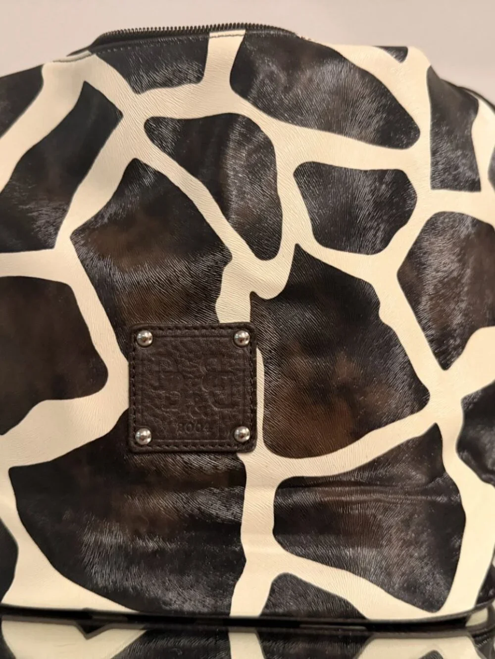 Dooney & Bourke Giraffe Print Hobo Shoulder Bag Brown Cream